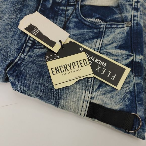 NWT Encrypted NYC Flex Denim Bleached Zip Jeans Zippered Knees Women Size: 10 - Picture 12 of 15